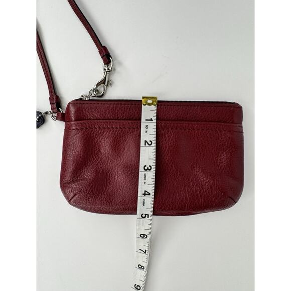 Coach F51683 Crimson Pebbled Leather Park Medium Wristlet SV Red Burgundy - Picture 5 of 13
